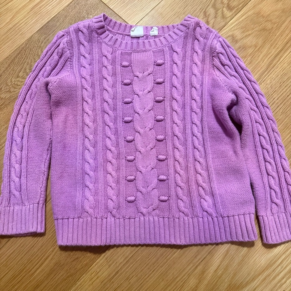Kids Pink Cable Knit Sweater
